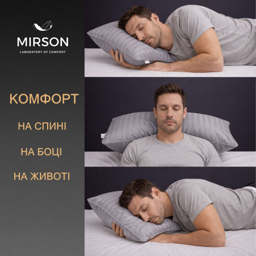 Подушка ортопедическая (стружка Memory) №4075 Satin Stripe 30-0010 Light Gray MEN 59*43*12 см - 5