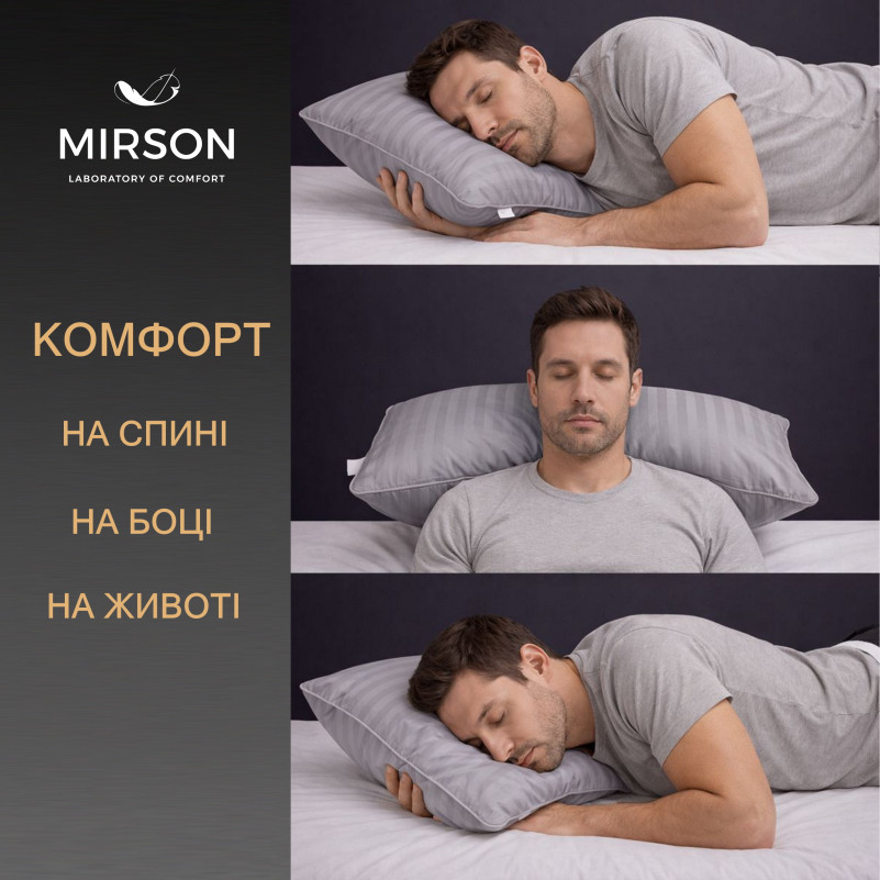 Подушка ортопедична (стружка Memory) №4075 Satin Stripe 30-0010 Light Gray MEN 59*43*12 см - 4