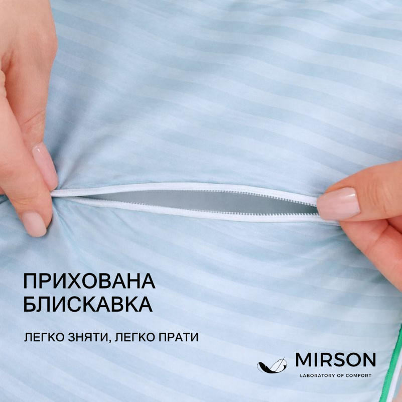 Подушка ортопедична (стружка Memory) №4078 Satin Stripe 30-0014 Mint MEN 59*43*12 см - 3