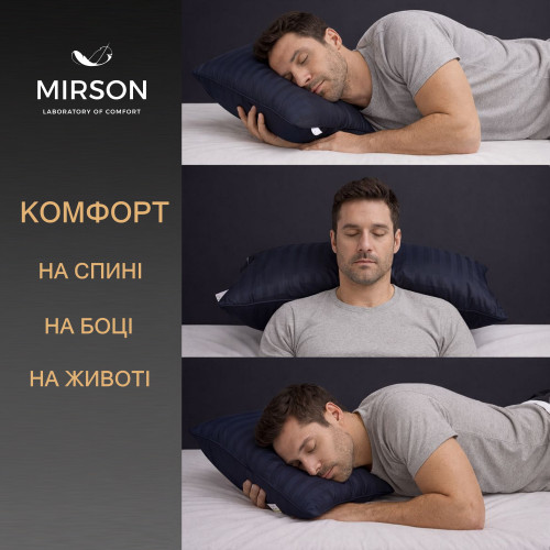 Подушка ортопедическая (стружка Memory) №4085 Satin Stripe 30-0021 Dark Blue MEN 59*43*12 см - 5