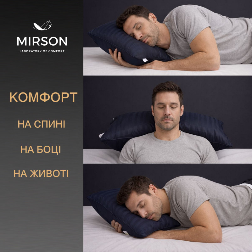 Подушка ортопедическая (стружка Memory) №4085 Satin Stripe 30-0021 Dark Blue MEN 59*43*12 см - 4