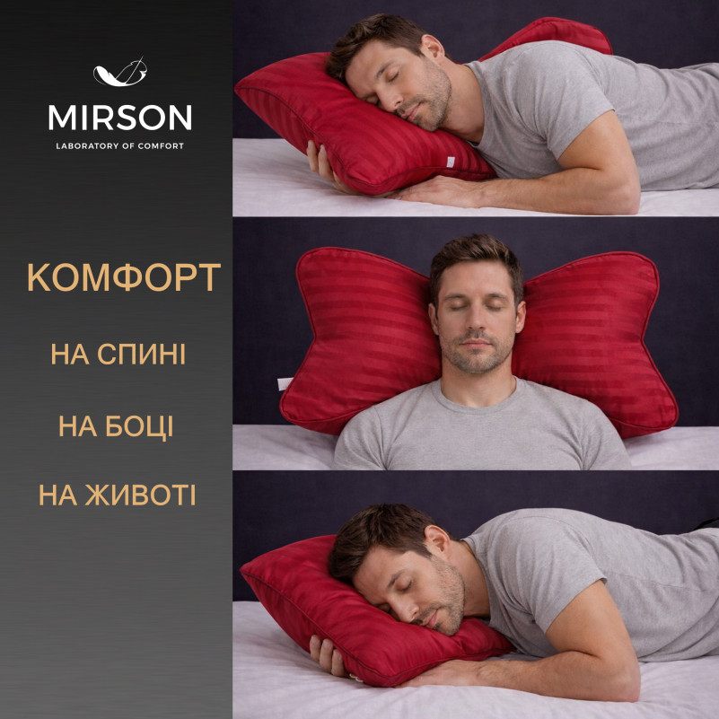 Подушка ортопедическая (стружка Memory) №4082 Satin Stripe 30-0018 Red MEN 59*43*12 см - 4