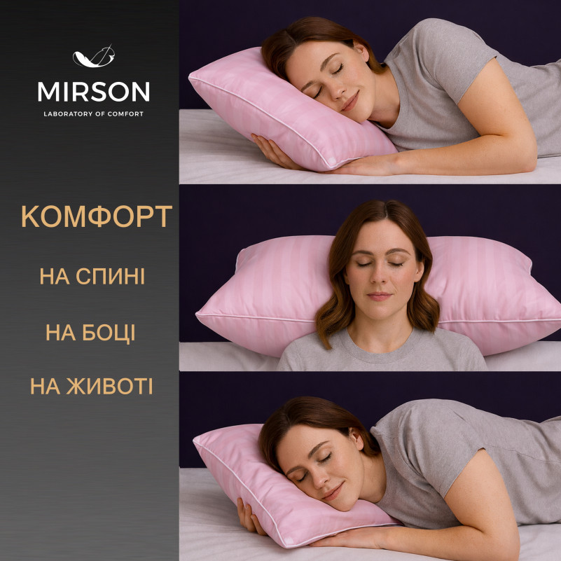 Подушка ортопедична (стружка Memory) №4016 Satin Stripe 30-0007 Pink Women 59*43*10 см - 4
