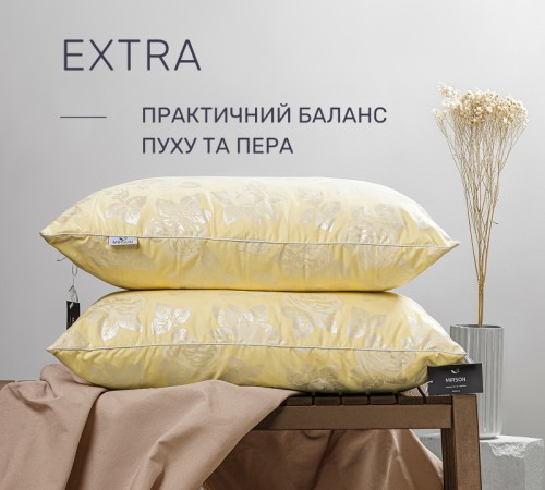 Подушка пуховая Extra №107 100% серый пух Extra тик - 2