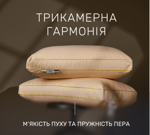 Подушка пухова Трикамерна Carmela №204 90% сірий пух Premium / 10% перо сатин - 2