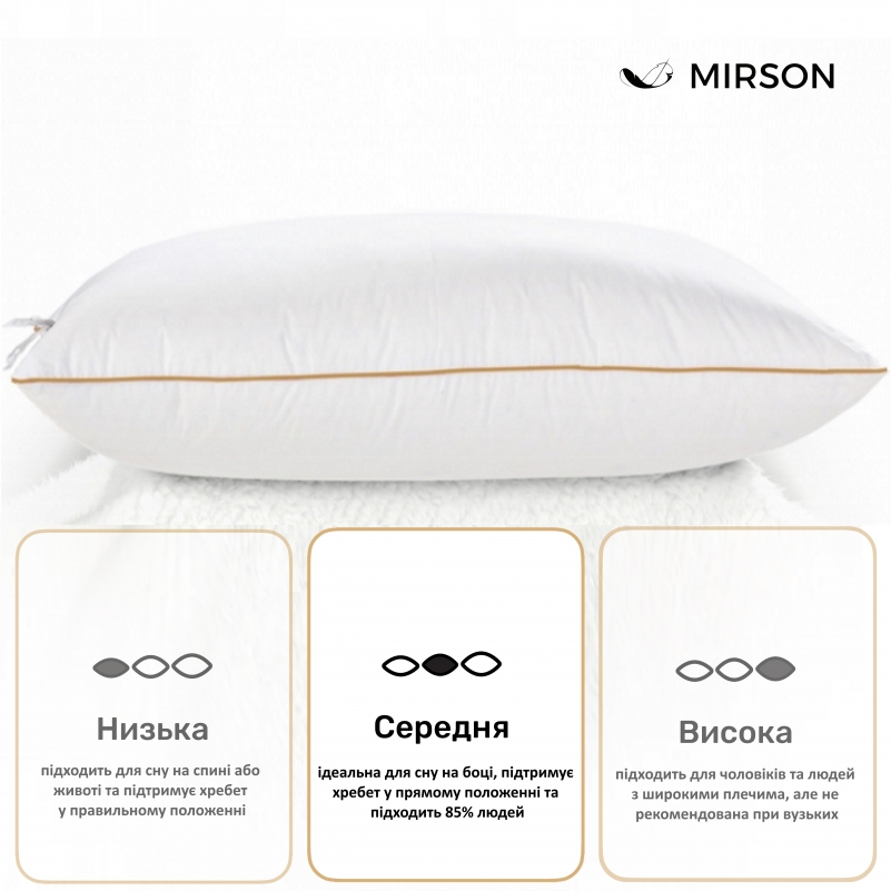 Подушка пуховая DeLuxe White Hand Made №904 100% пух Deluxe class тик Luxe (средняя) - 2