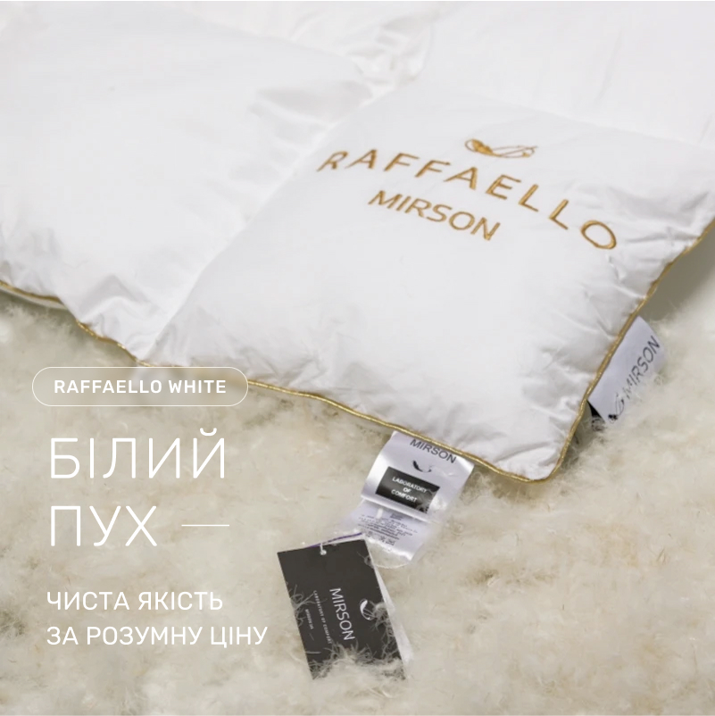 Ковдра пухова касетна Raffaello White №063 90% білий пух Standart / 10% перо батист (зимове+) - 1