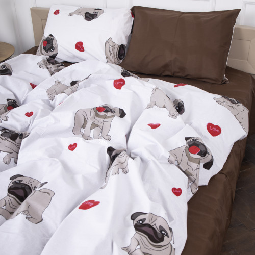 Комплект постільної білизни Бязь 17-0566 Pug-dog