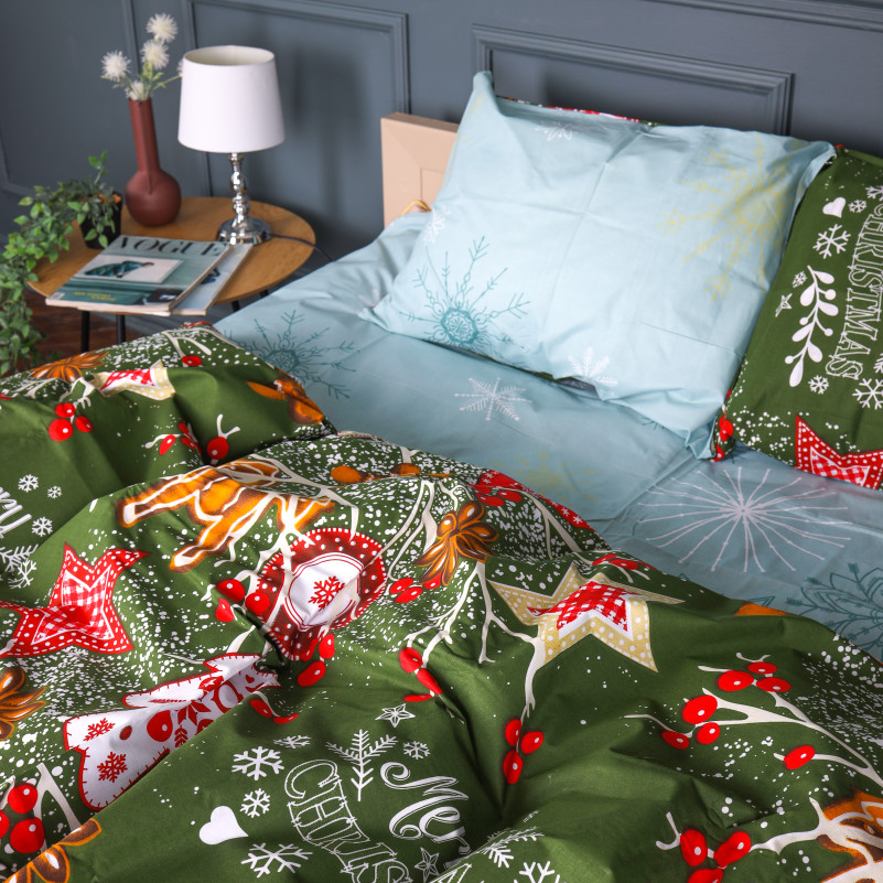 Простирадло Бязь 17-0881 Holiday Star green - 2