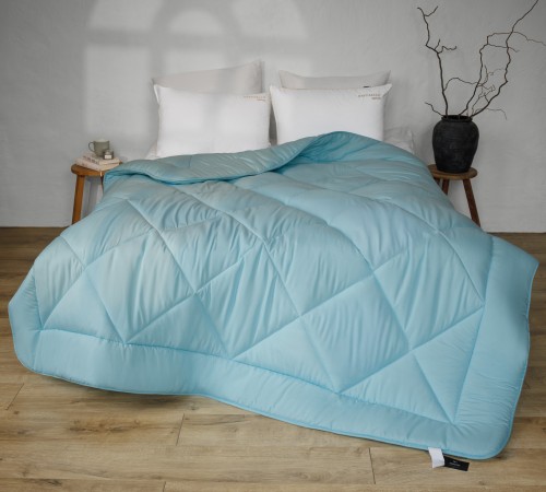 Одеяло шерстяное Eco Light Blue/Gray №1640, 9001 шерсть микросатин (супер теплое) - 2
