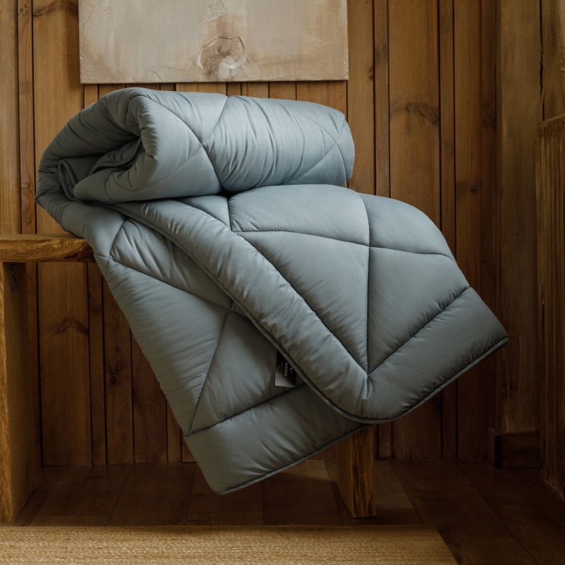 Одеяло шерстяное Eco Light Blue/Gray №1640, 9001 шерсть микросатин (супер теплое) - 11