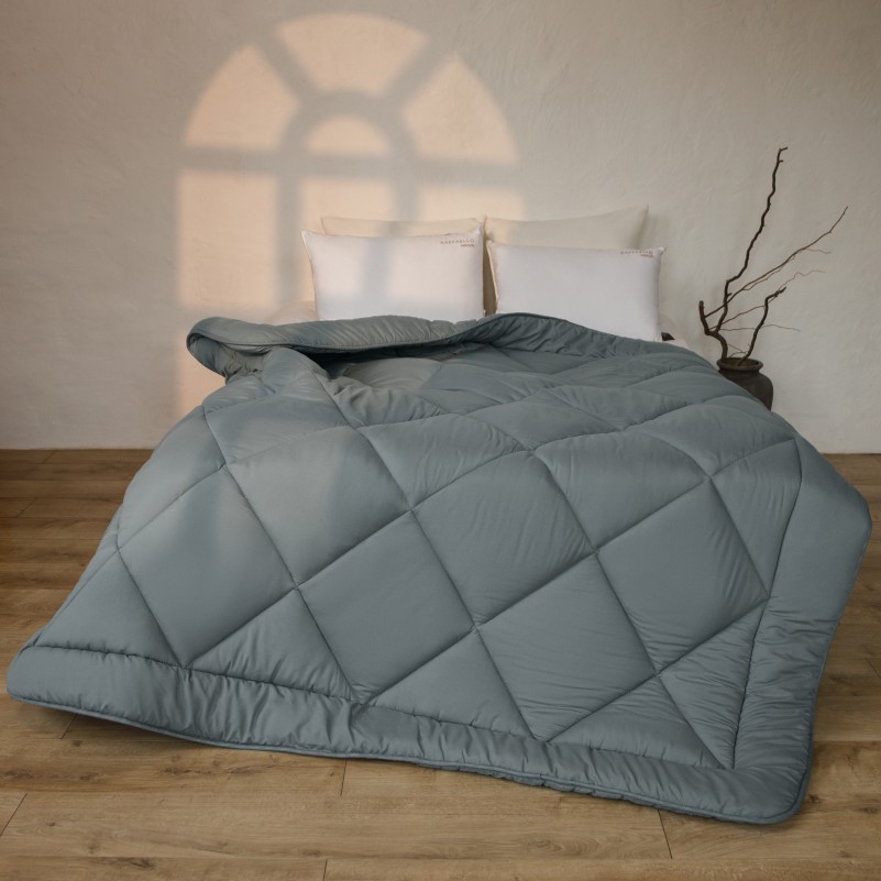 Одеяло шерстяное Eco Light Blue/Gray №1640, 9001 шерсть микросатин (супер теплое)