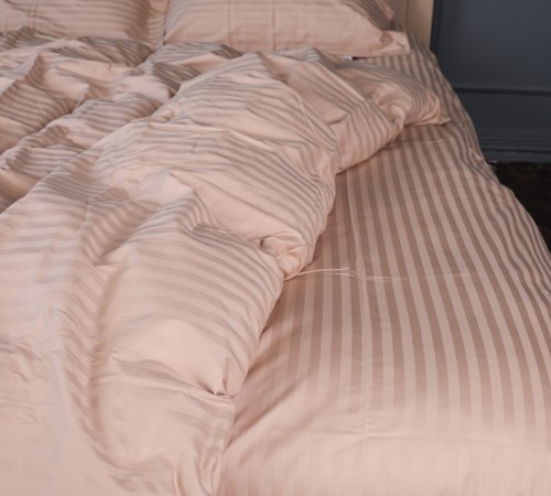 Простирадло на гумці Satin Stripe 30-0004 Cream - висота 25 см (дитячі 10 см)