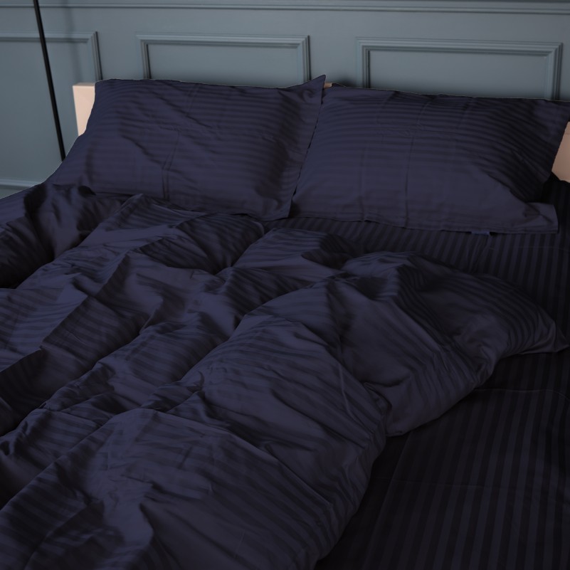 Простынь Satin Stripe 30-0021 Dark Blue - 1