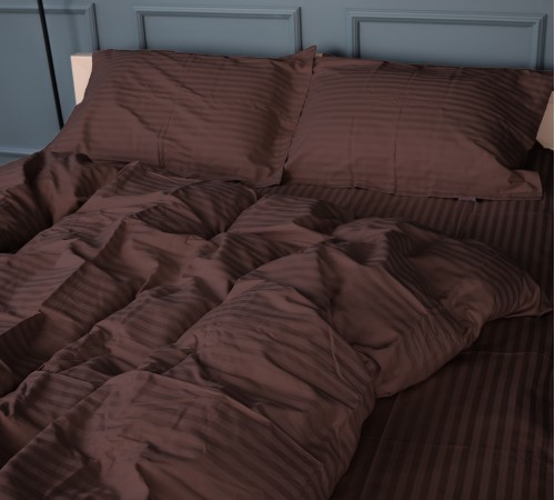 Простирадло на гумці Satin Stripe 30-0006 Dark Brown висота 25 см (дитячі 10 см) - 2
