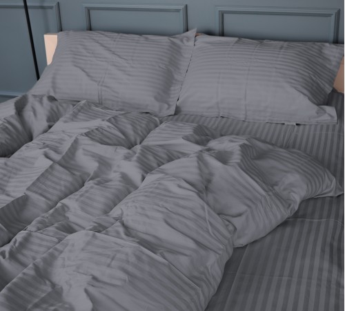 Простирадло на гумці Satin Stripe 30-0012 Dark Gray - висота 25 см (дитячі 10 см) - 2