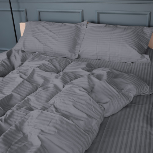 Постельное белье Satin Stripe 30-0012 Dark Gray - 2