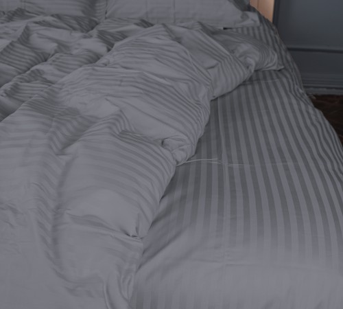 Простирадло на гумці Satin Stripe 30-0012 Dark Gray - висота 25 см (дитячі 10 см)