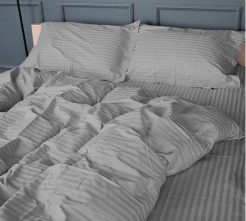 Постельное белье Satin Stripe 30-0010 Light Gray - 2