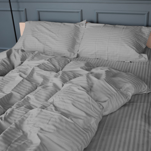 Постельное белье Satin Stripe 30-0010 Light Gray - 2