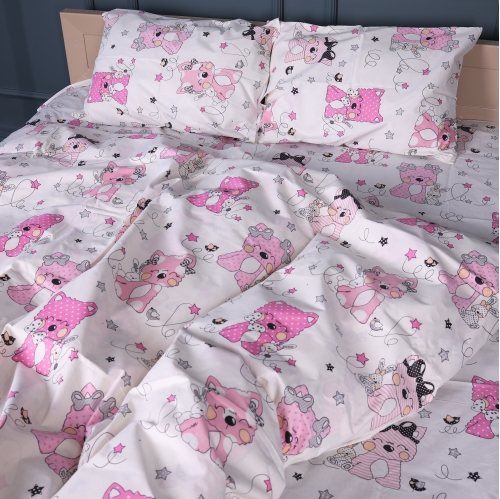 Простынь Бязь  Kids Time 17-0776 Magic cats pink - 2