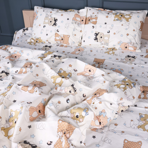 Наволочка Бязь 17-0777 Magic cats olive - 2