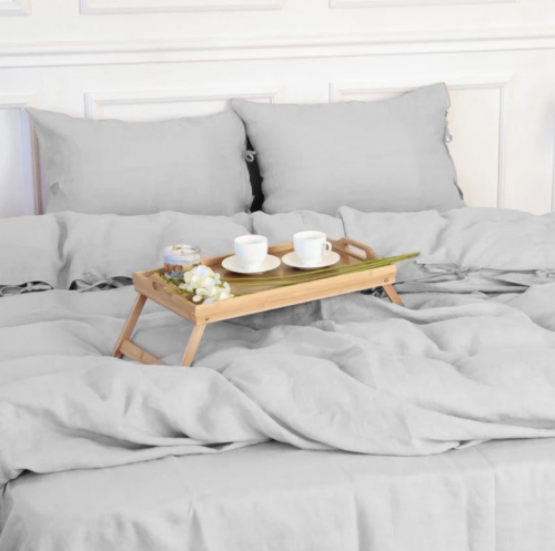Простынь на резинке Лен Natural Linen "Caspian" - высота 25 см (детские 10 см)