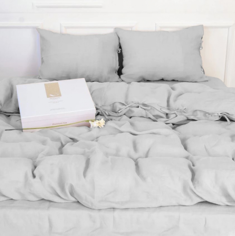 Простынь на резинке Лен Natural Linen "Caspian" - высота 25 см (детские 10 см) - 2
