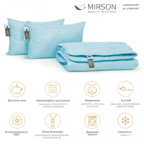 Набор антиаллергенный Eco-Soft Супер Теплый №1697, 9045 Eco Light Blue/Gray (одеяло + подушки 50*70 средние)