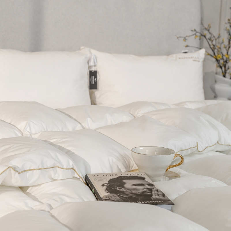 Ковдра пухова касетна Raffaello White №063 90% білий пух Standart / 10% перо батист (зимове+) - 12