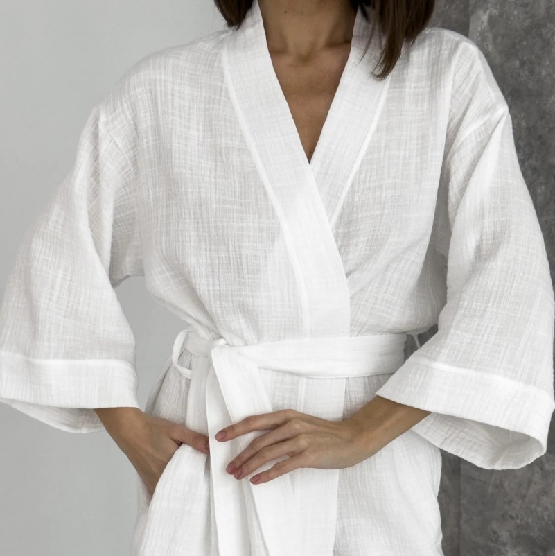 Халат "Muslin Touch long" white - 2