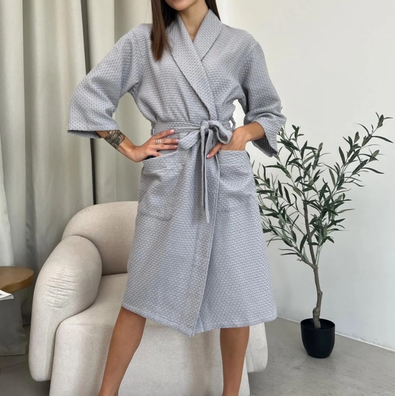 Халат "Waffle Whisper" silver-gray