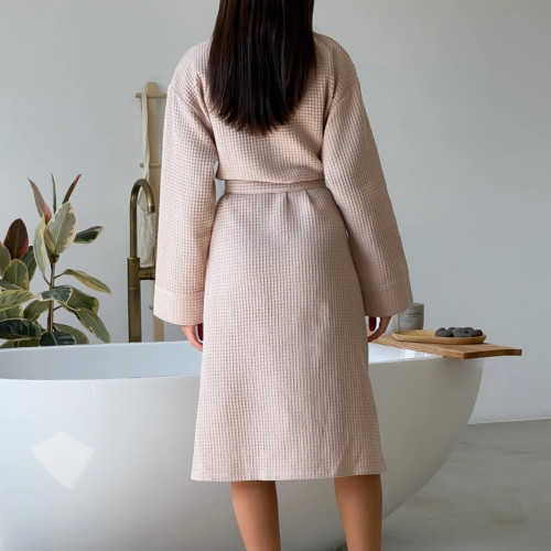 Халат "Soft Waffle long" beige - 2