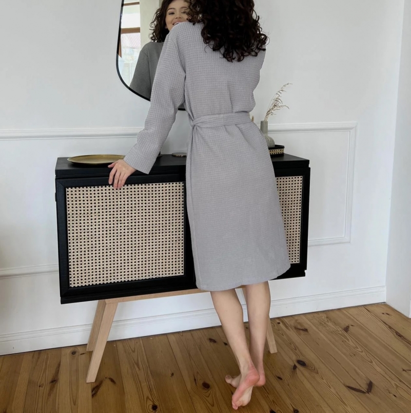 Халат "Soft Waffle long" gray - 1