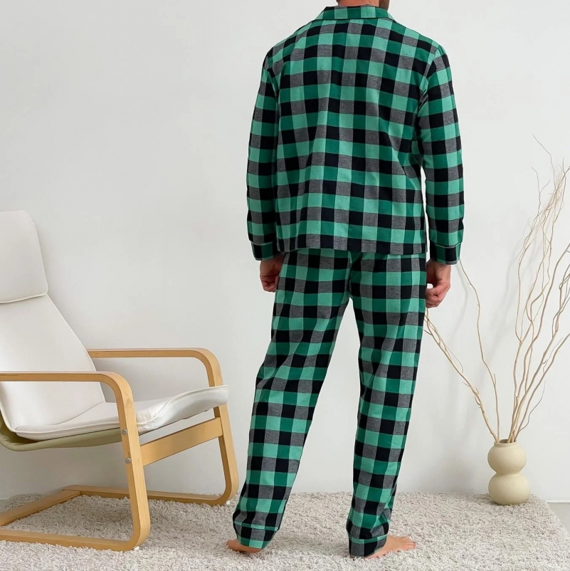 Пижама мужская Фланель С "Cozy Flannel" green - 2