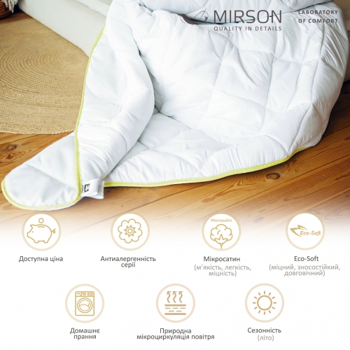 Одеяло антиаллергенное с Eco-Soft Летнее Чехол микросатин №808