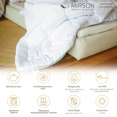 Одеяло антиаллергенное с Eco-Soft Hand Made Летнее Чехол микросатин №811