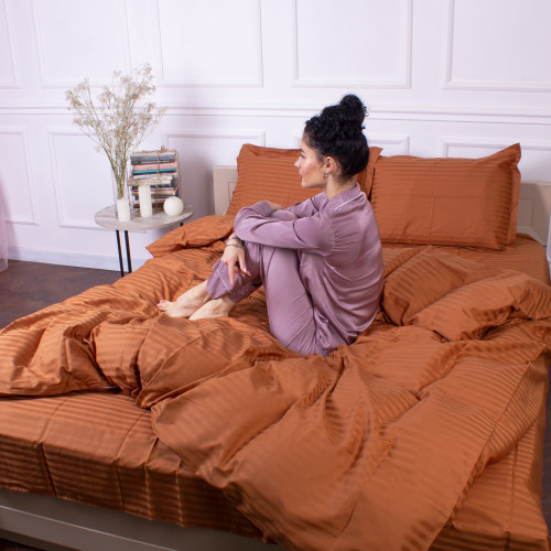 Постельное белье Satin Stripe 30-0005 Brown - 3