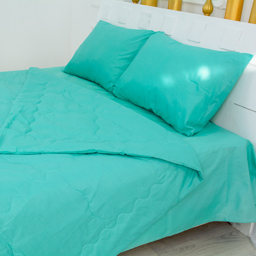 Летний постельный комплект №2501 "Silk Kapok" 11-2208 Mint (одеяло + наволочки + простынь)