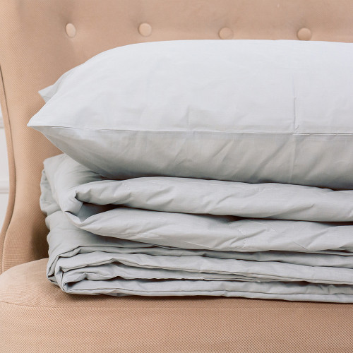 Летний постельный комплект №2619 EcoSilk 16-5703 Light Gray (одеяло + наволочки)