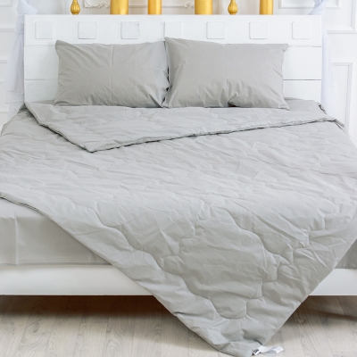 Летний постельный комплект №2428 Thinsulate Light Gray (116-5703) (одеяло + 2 подушки + 2 наволочки + простынь)