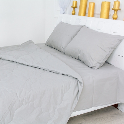 Летний постельный комплект №2416 Eco-Soft Light Gray (116-5703) (одеяло + наволочки + простынь)