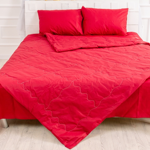 Летний постельный комплект №2581 Шерсть 19-1655 Edmonda (одеяло + 2 подушки + 2 наволочки + простынь)