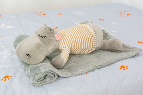 Плед + подушка дитячі №1054 Hippopotamus Gray
