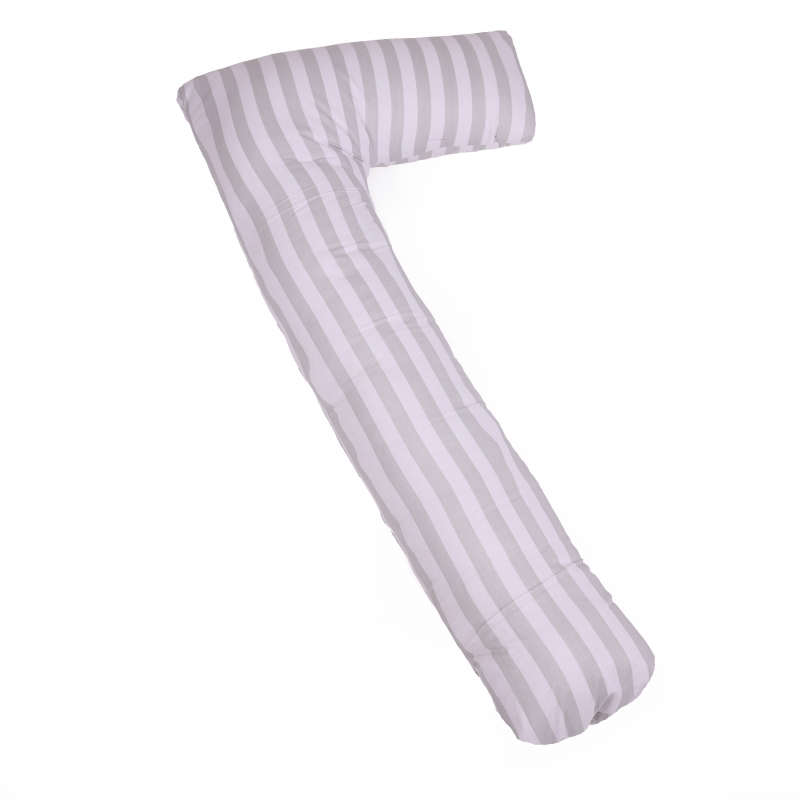 Подушка для вагітних та відпочинку Г-подібна №5004 Color Line 17-0600 Stripe White Gray EcoSilk бязь - 5