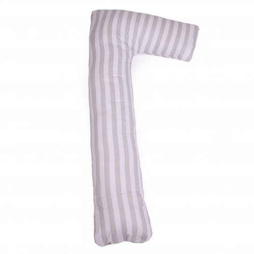 Подушка для вагітних та відпочинку Г-подібна №5004 Color Line 17-0600 Stripe White Gray EcoSilk бязь