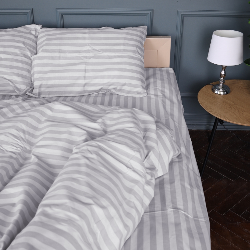 Простынь на резинке (БЯЗЬ) 17-0600 Stripe White Gray - высота 25 см (детские 10 см) - 4