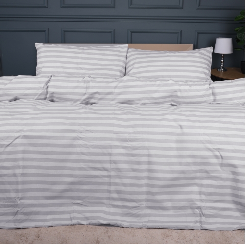 Комплект постельного белья MirSon Ranforce Elite 17-0600 Stripe White Gray