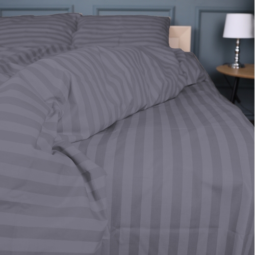 Простынь на резинке (БЯЗЬ) 17-0601 Stripe Gray - высота 25 см (детские 10 см)