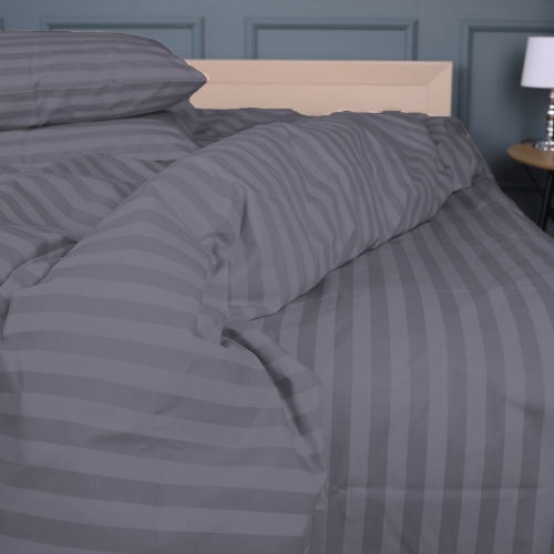 Простирадло Ranforce Elite 17-0601 Stripe Gray на резинці висота 25 см (дитячі 10 см)